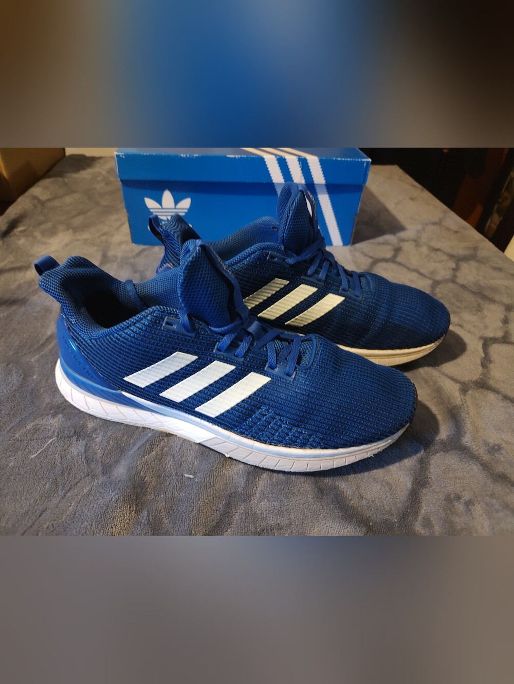 adidas Men's Royal Blue Athletic Running Shoes with White Stripes